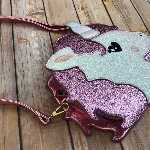 BRAND NEW Glittered Unicorn Purse - Pink - Picture 2 of 4
